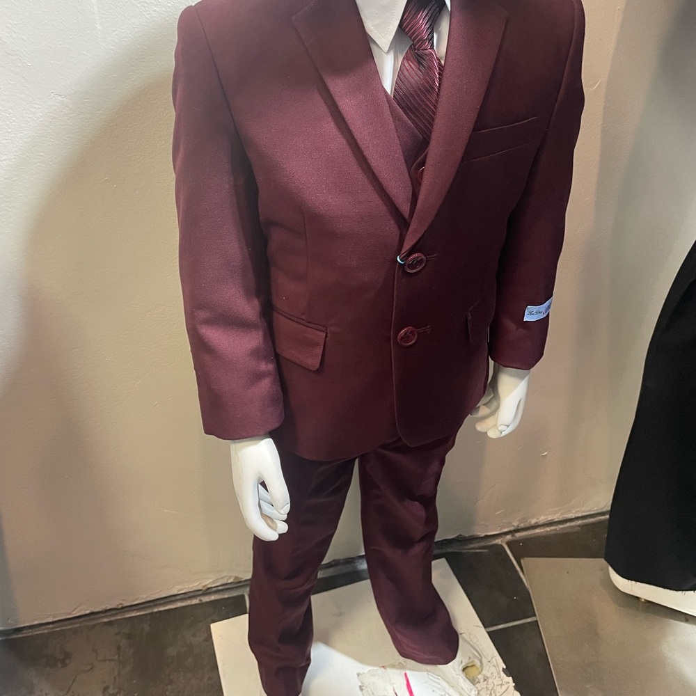 5 pcs burgundy dress suit for youth kids.